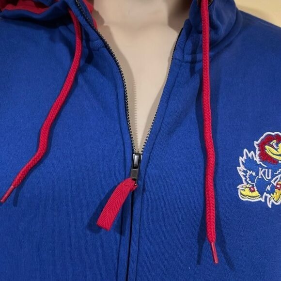 NCAA Kansas Jayhawks zip sweatshirt hoodie jacket men’s large New - Picture 5 of 9
